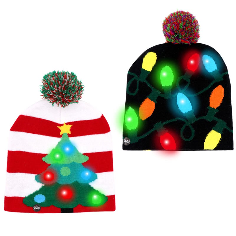 OurWarm LED Christmas Beanie Light up Christmas Hats, Knit Hats with 6 Colorful LED Lights, Unisex Winter Snow Hat Sweater Ugly Holiday Hat Party Beanie Cap Red - Image 3
